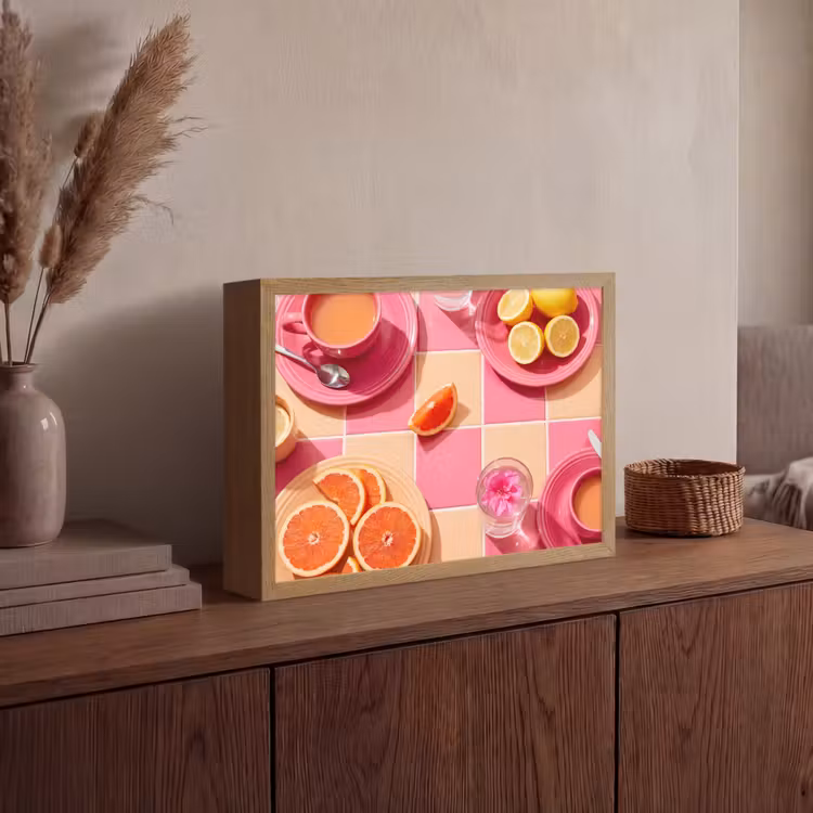 Lightbox - Wandlamp - Eten - Citrusvruchten - Stillevens - Roze - Oranje — 4