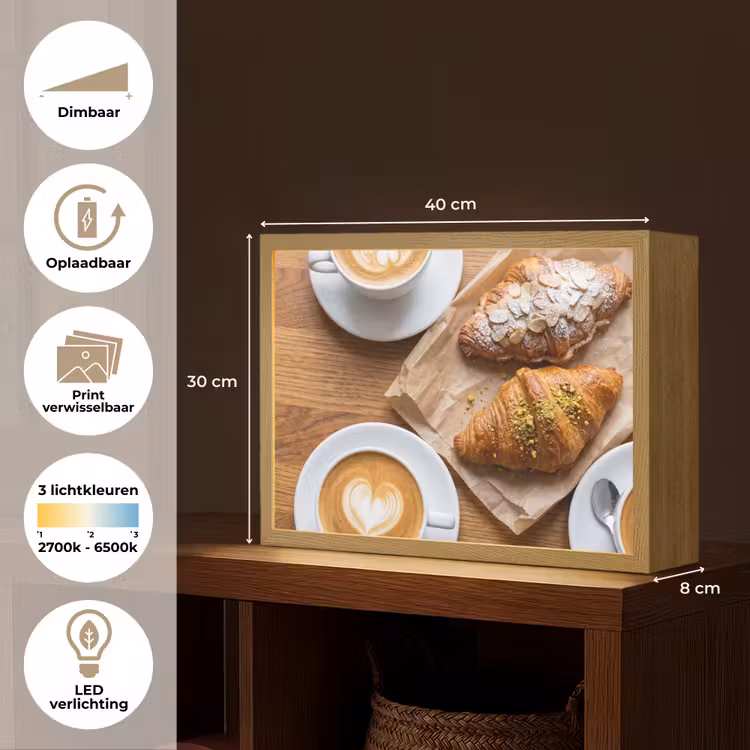 Lightbox - Wandlamp - Eten - Croissant - Koffie - Ontbijt - Modern — 10