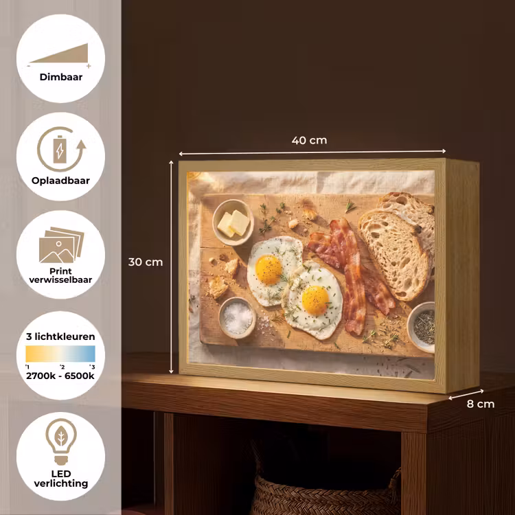 Lightbox - Wandlamp - Eten - Ontbijt - Hout - Rustiek - Geel — 10