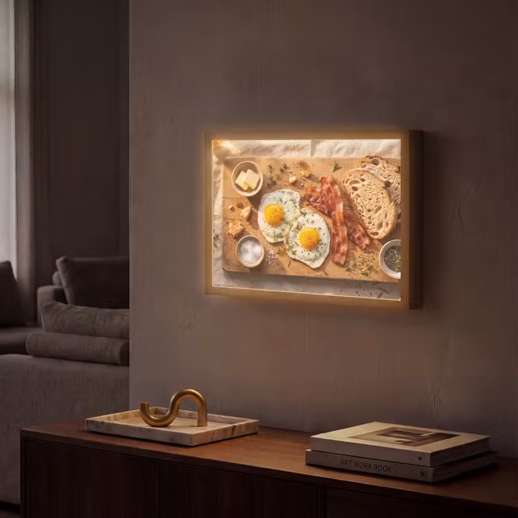 Lightbox - Wandlamp - Eten - Ontbijt - Hout - Rustiek - Geel — 2