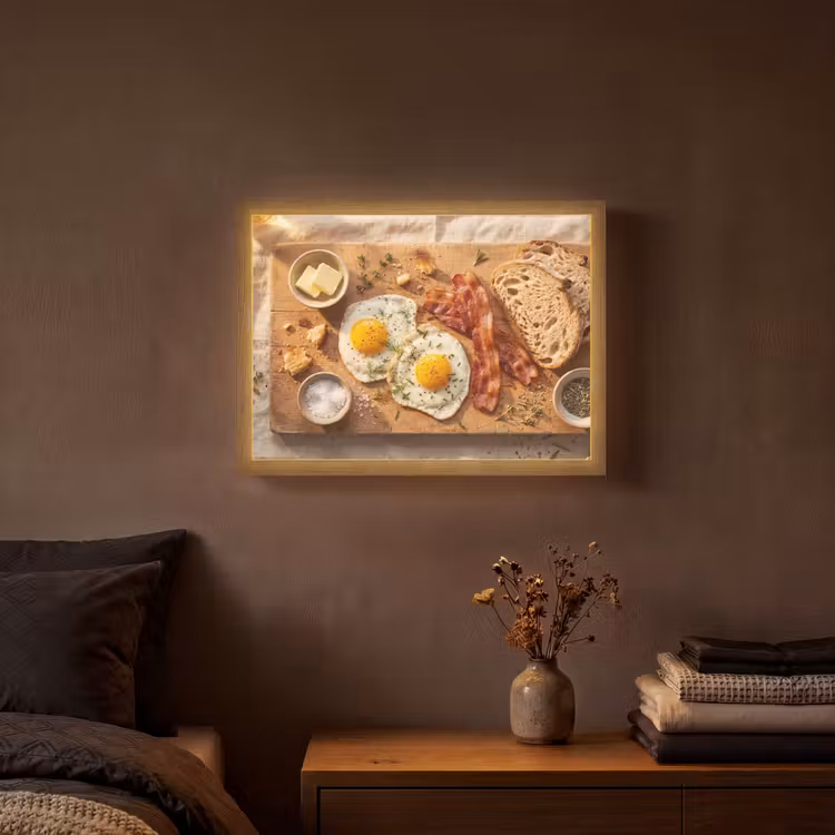 Lightbox - Wandlamp - Eten - Ontbijt - Hout - Rustiek - Geel — 3