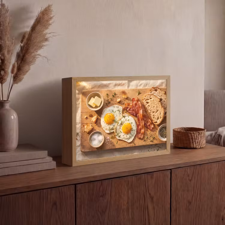 Lightbox - Wandlamp - Eten - Ontbijt - Hout - Rustiek - Geel — 4