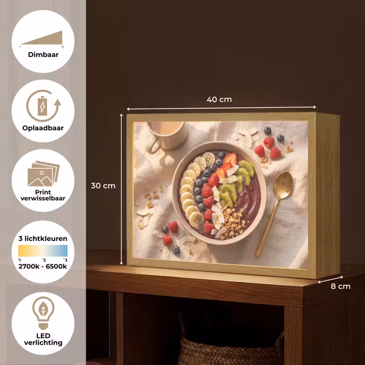 Lightbox - Wandlamp - Eten - Ontbijtkom - Fruit - Gezond - Kleurrijk — 10