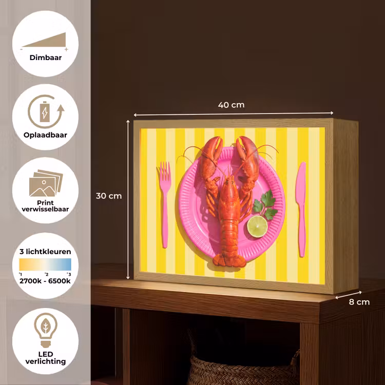 Lightbox - Wandlamp - Eten - Roze - Geel - Modern - Culinaire — 10