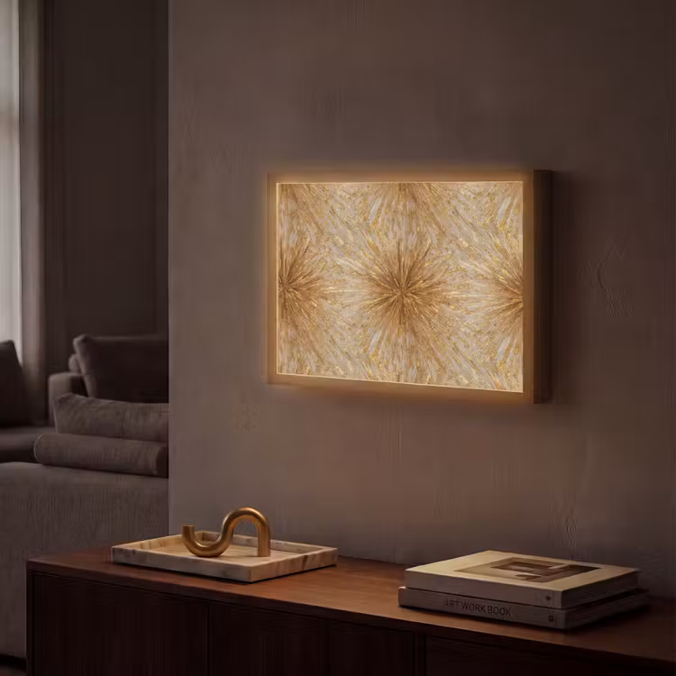 Lightbox - Wandlamp - Explosie - Abstract - Goud - Wit — 2