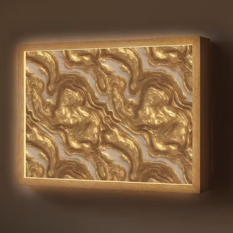 Lightbox - Wandlamp - Golven - Organisch - Goud - Crème — 1