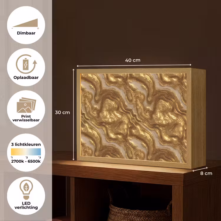 Lightbox - Wandlamp - Golven - Organisch - Goud - Crème — 10