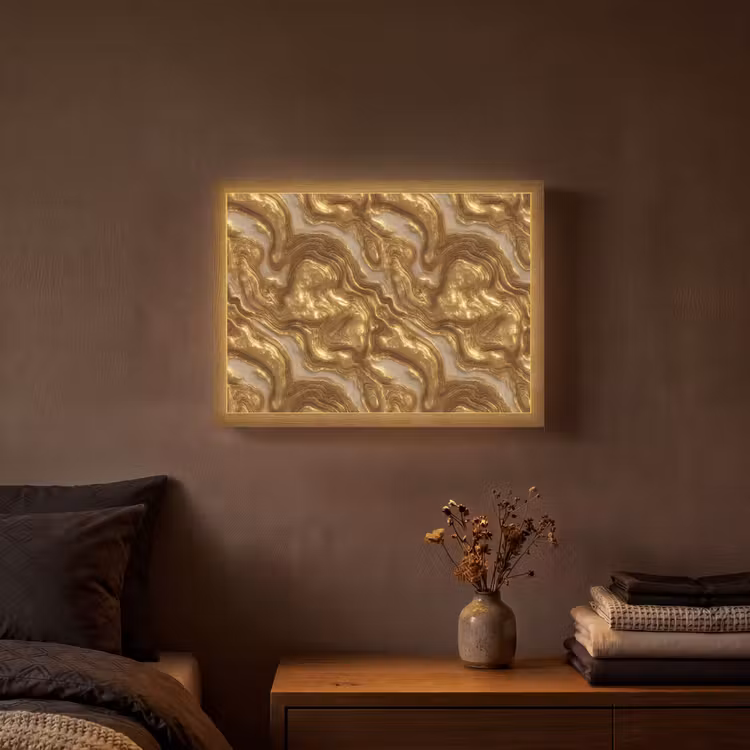 Lightbox - Wandlamp - Golven - Organisch - Goud - Crème — 3