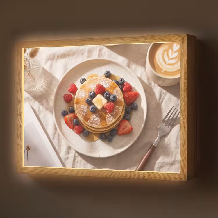 Lightbox - Wandlamp - Pannenkoeken - Bessen - Ontbijt - Modern - Beige — 1