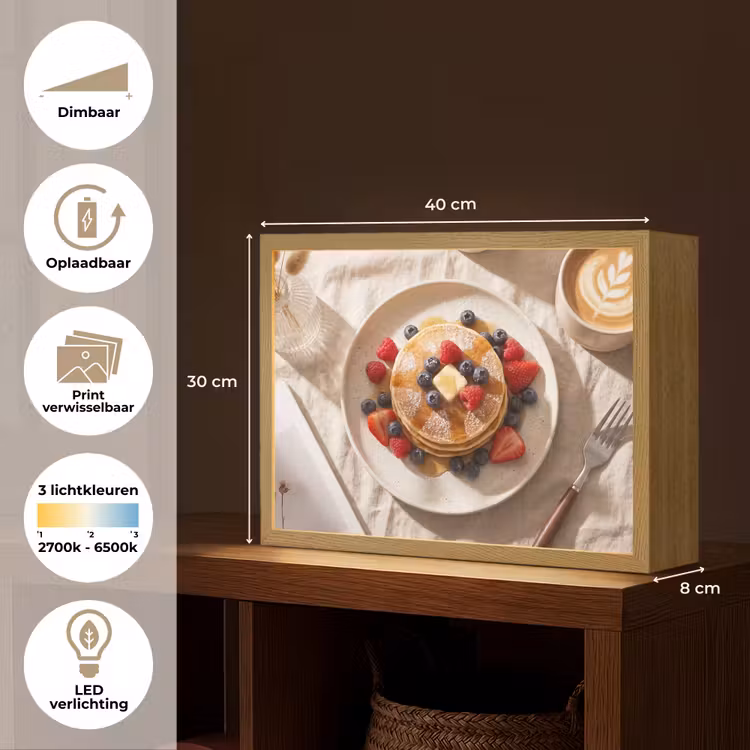 Lightbox - Wandlamp - Pannenkoeken - Bessen - Ontbijt - Modern - Beige — 10