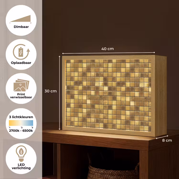Lightbox - Wandlamp - Tegels - Mozaïek - Luxe - Warm Goud — 10