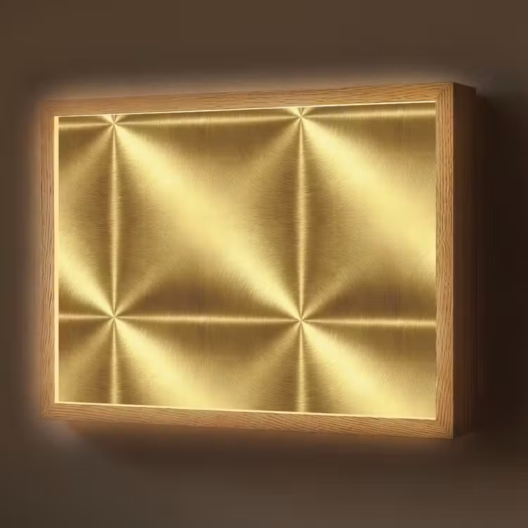 Lightbox - Wandlamp - Textuur - Geborsteld Goud - Industrieel - Metallic — 1