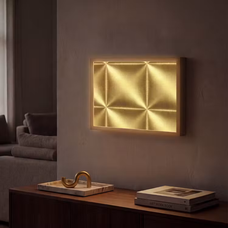 Lightbox - Wandlamp - Textuur - Geborsteld Goud - Industrieel - Metallic — 2
