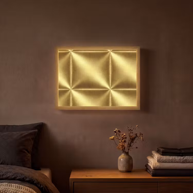 Lightbox - Wandlamp - Textuur - Geborsteld Goud - Industrieel - Metallic — 3