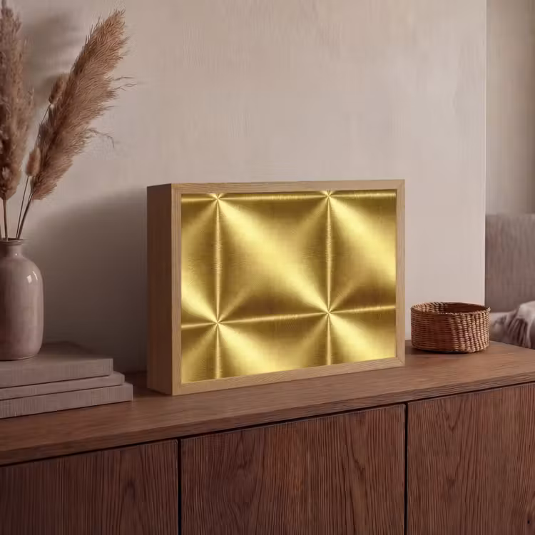 Lightbox - Wandlamp - Textuur - Geborsteld Goud - Industrieel - Metallic — 4