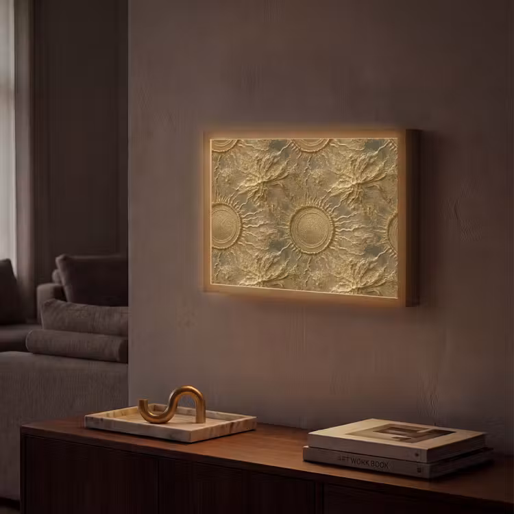 Lightbox - Wandlamp - Zon - Reliëf - Antiek - Goud — 2