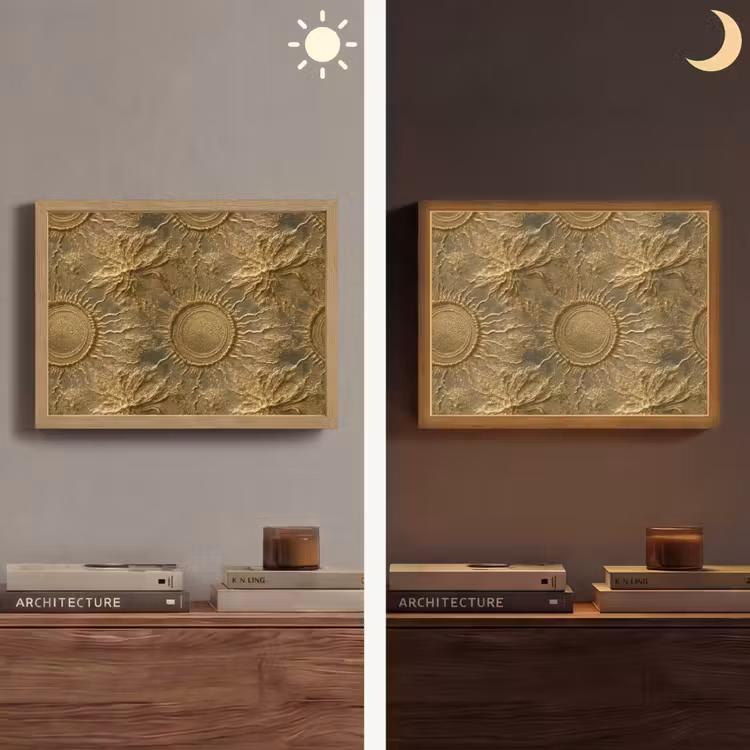 Lightbox - Wandlamp - Zon - Reliëf - Antiek - Goud — 6