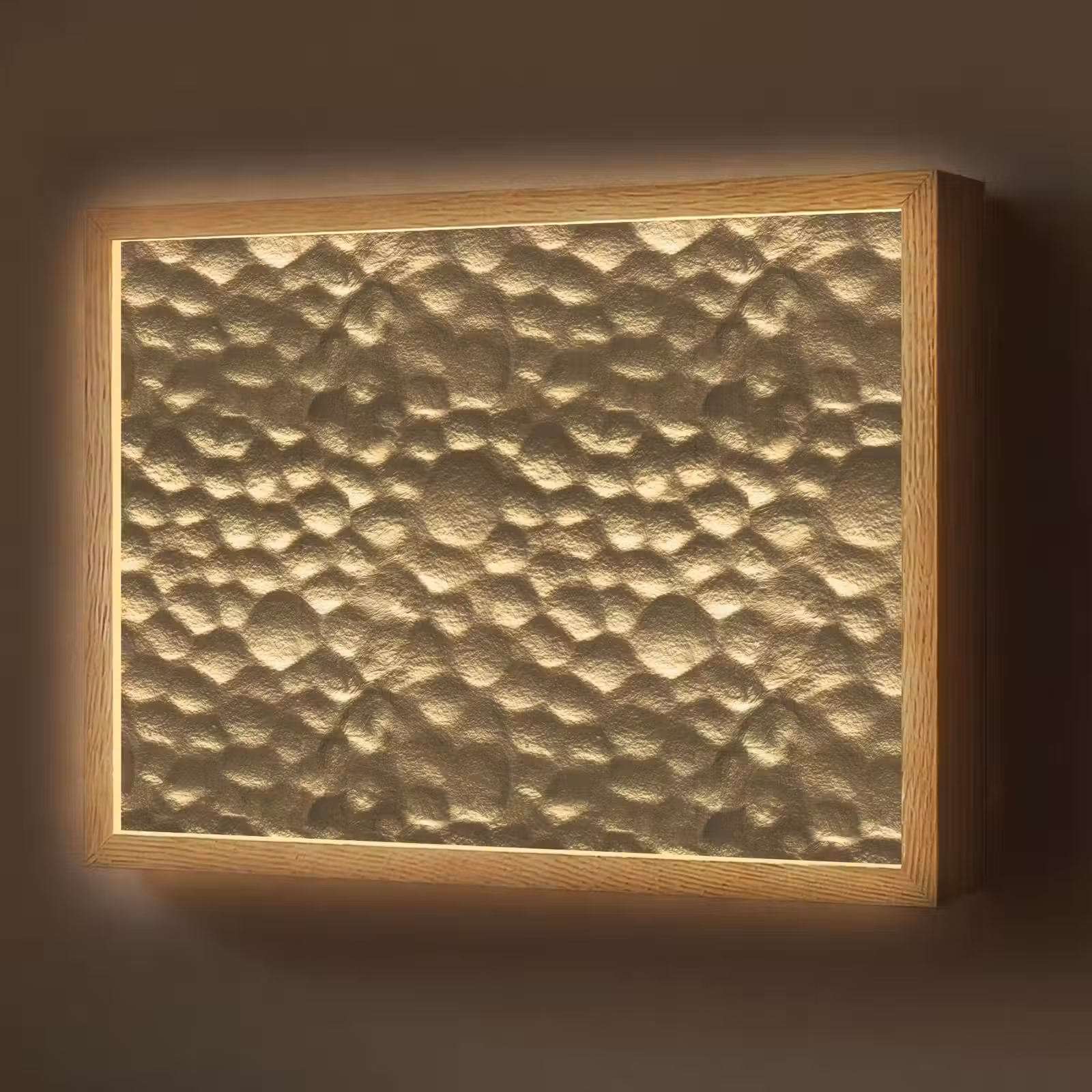 Lightbox - Wandlamp - Gehamerd - Reliëf - Textuur - Bronsgoud — 1