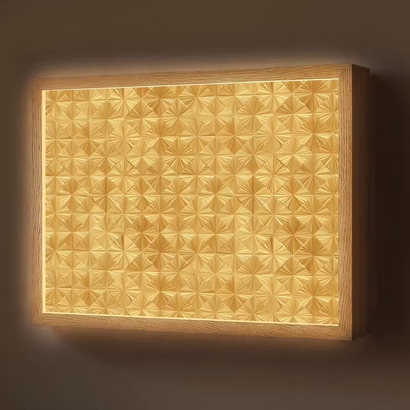 Lightbox - Wandlamp - Tegels - Geometrisch - Reliëf - Goud — 1