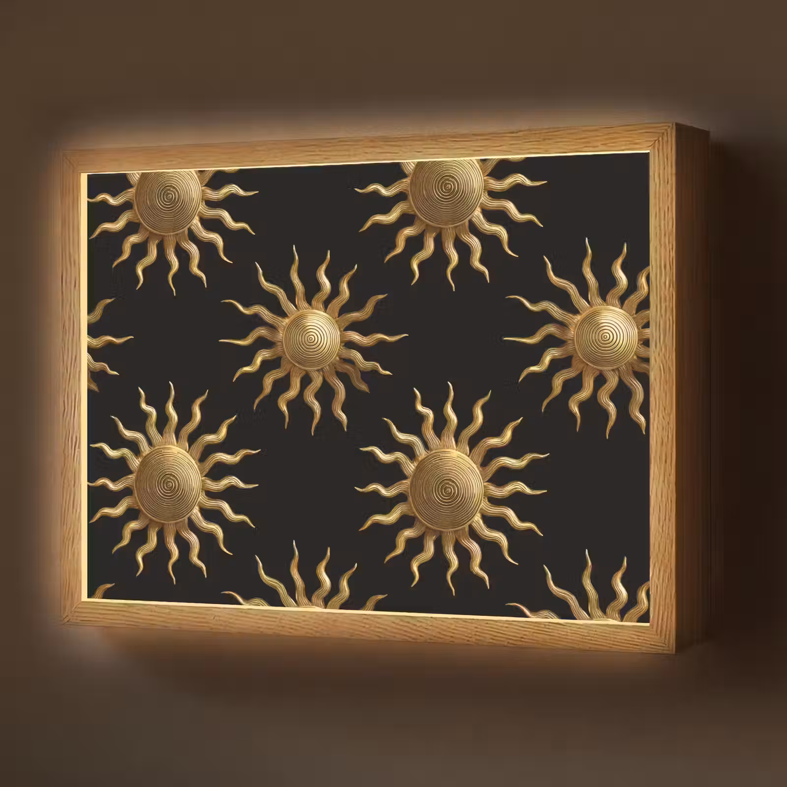 Lightbox - Wandlamp - Zon - Patroon - Luxe - Goud - Zwart — 1