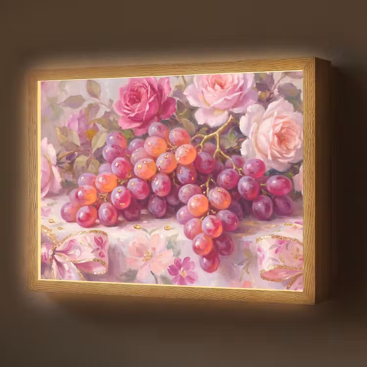 Lightbox - Wandlamp - Eten - Bloemen - Stilleven - Roze - Goud — 1