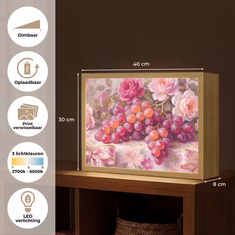 Lightbox - Wandlamp - Eten - Bloemen - Stilleven - Roze - Goud — 10