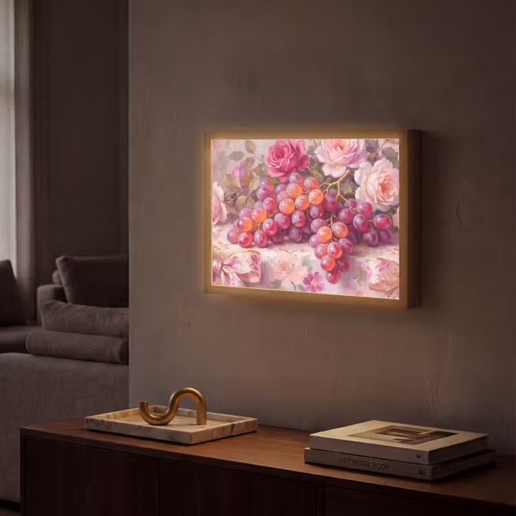 Lightbox - Wandlamp - Eten - Bloemen - Stilleven - Roze - Goud — 2