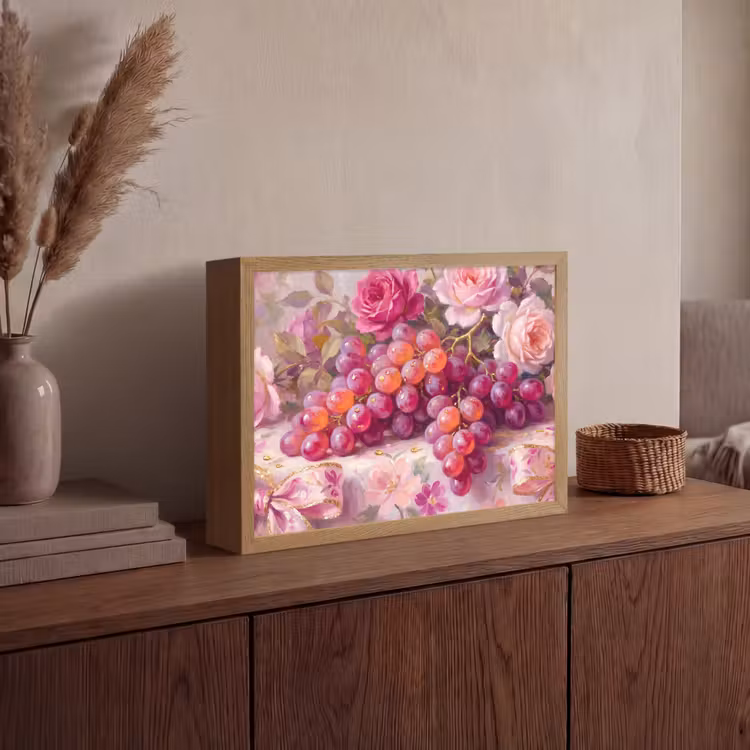 Lightbox - Wandlamp - Eten - Bloemen - Stilleven - Roze - Goud — 4
