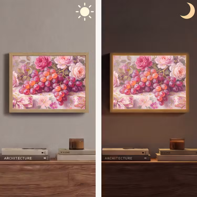 Lightbox - Wandlamp - Eten - Bloemen - Stilleven - Roze - Goud — 6