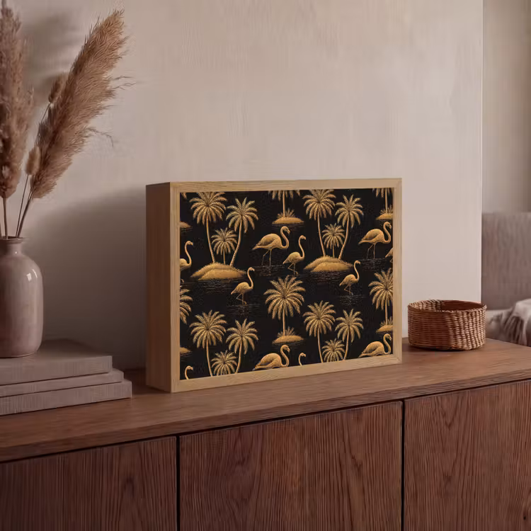 Lightbox - Wandlamp - Flamingo - Palmbomen - Tropisch - Goud - Zwart — 4