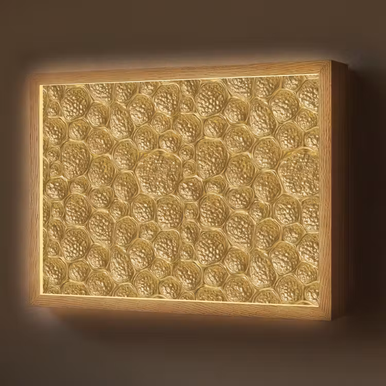 Lightbox - Wandlamp - Gehamerd - Mozaïek - Antiek - Goud — 1