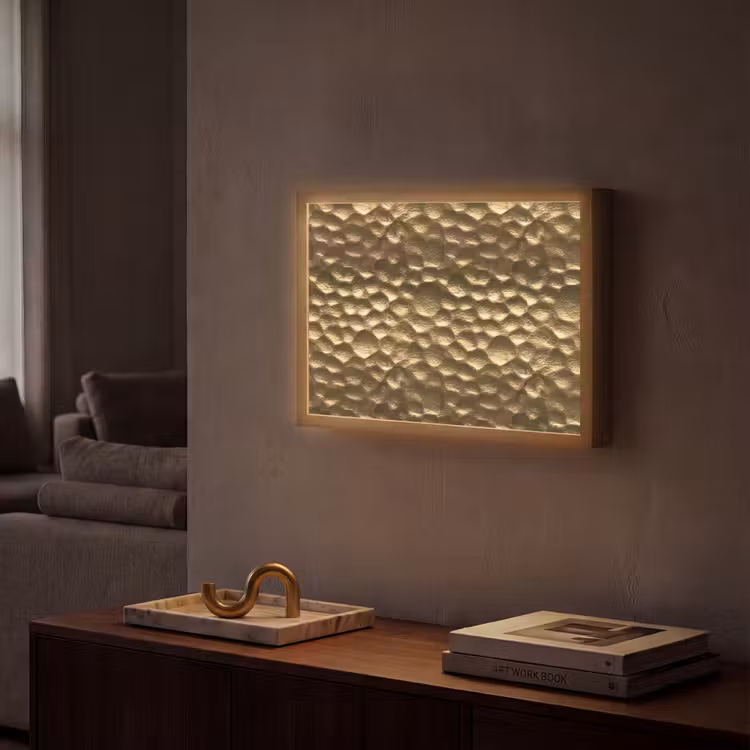 Lightbox - Wandlamp - Gehamerd - Reliëf - Textuur - Bronsgoud — 2