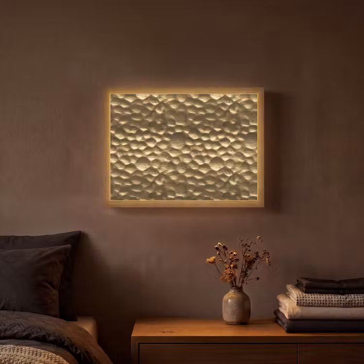 Lightbox - Wandlamp - Gehamerd - Reliëf - Textuur - Bronsgoud — 3