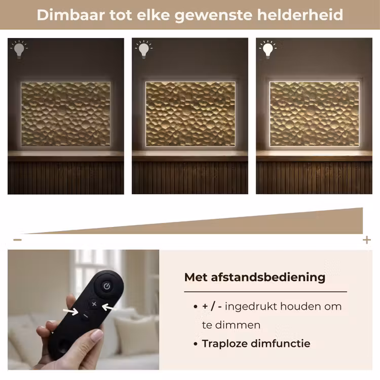 Lightbox - Wandlamp - Gehamerd - Reliëf - Textuur - Bronsgoud — 9