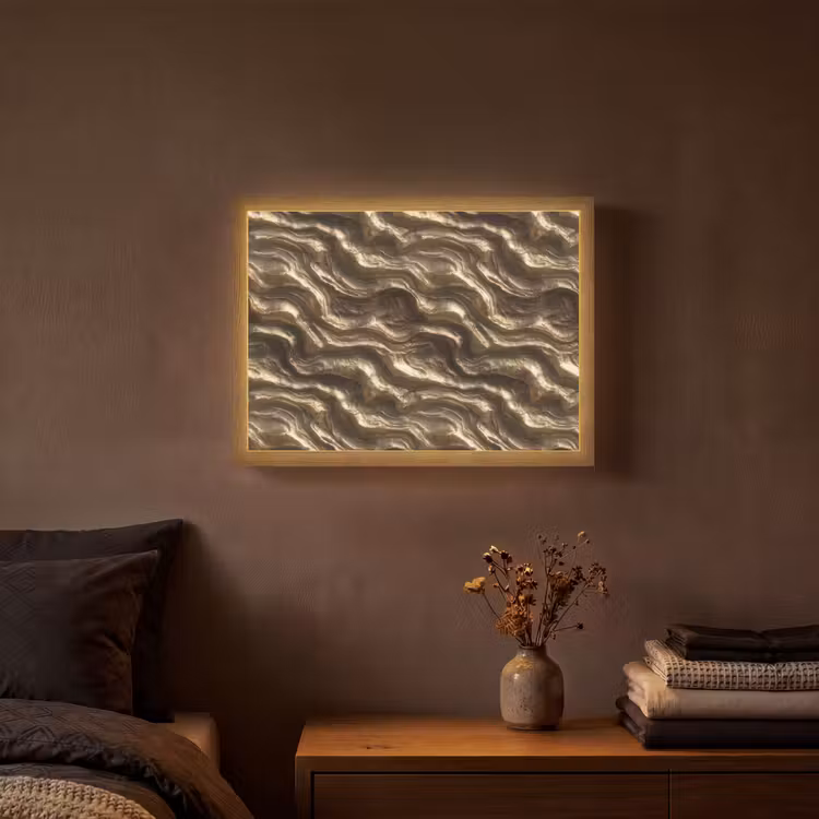 Lightbox - Wandlamp - Reliëf - Golven - Abstract - Bronsgoud — 3