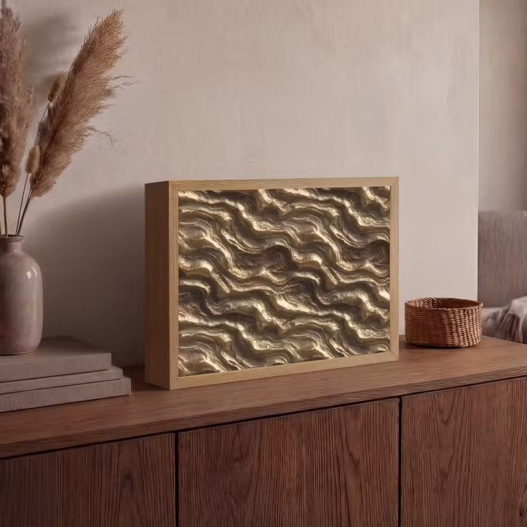 Lightbox - Wandlamp - Reliëf - Golven - Abstract - Bronsgoud — 4