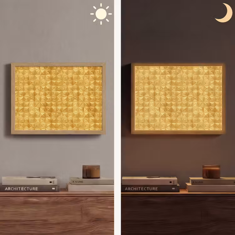 Lightbox - Wandlamp - Tegels - Geometrisch - Reliëf - Goud — 6