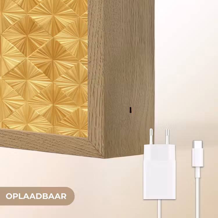 Lightbox - Wandlamp - Tegels - Geometrisch - Reliëf - Goud — 7