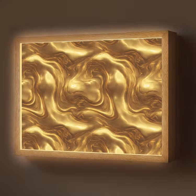 Lightbox - Wandlamp - Textuur - Vloeibaar - Organisch - Goud — 1
