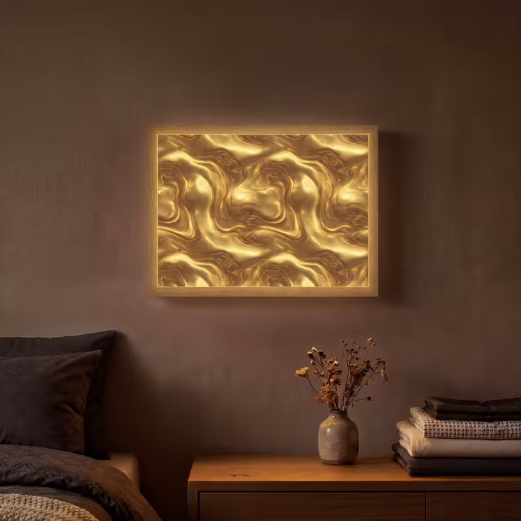Lightbox - Wandlamp - Textuur - Vloeibaar - Organisch - Goud — 3