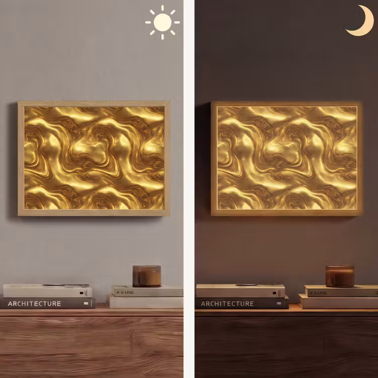 Lightbox - Wandlamp - Textuur - Vloeibaar - Organisch - Goud — 6