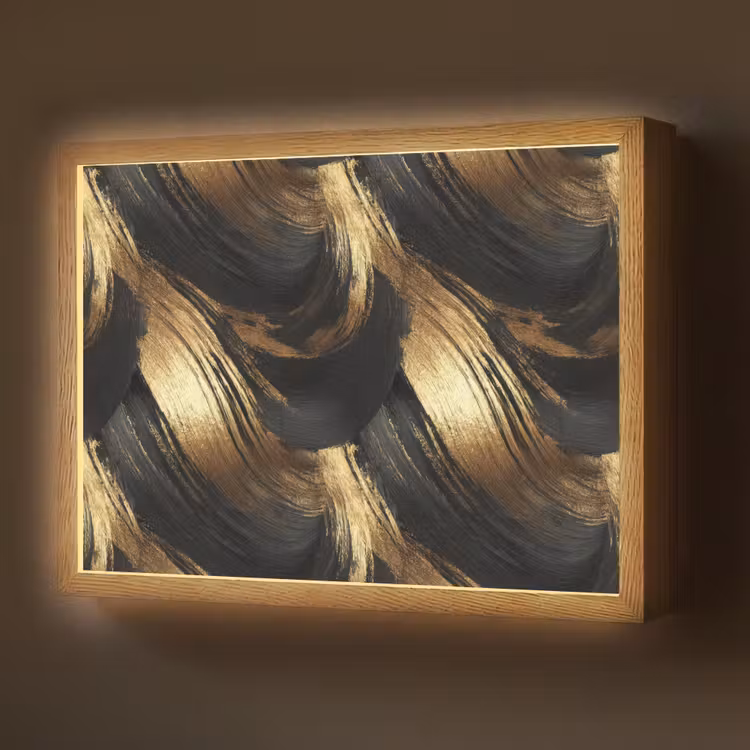 Lightbox - Wandlamp - Verfstreken - Abstract - Goud - Zwart — 1