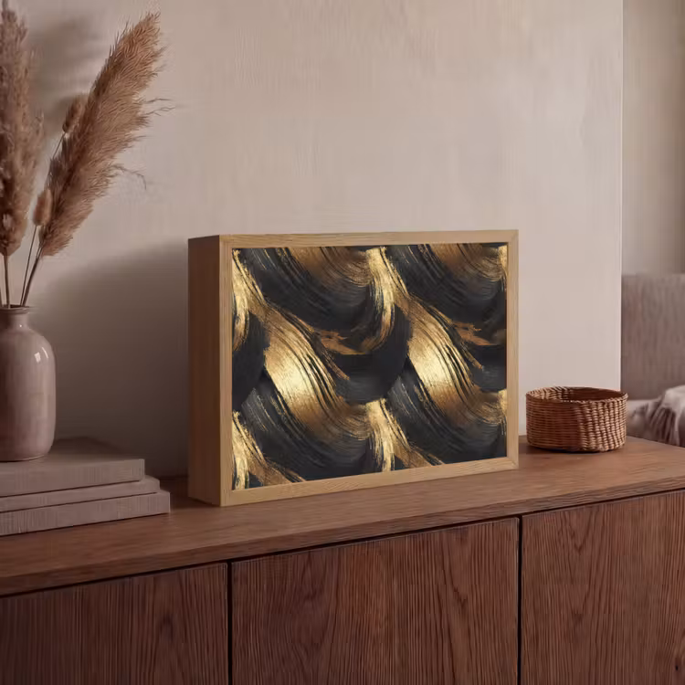 Lightbox - Wandlamp - Verfstreken - Abstract - Goud - Zwart — 4