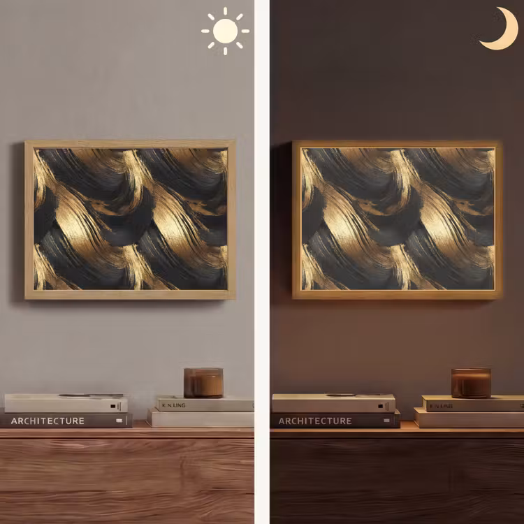 Lightbox - Wandlamp - Verfstreken - Abstract - Goud - Zwart — 6
