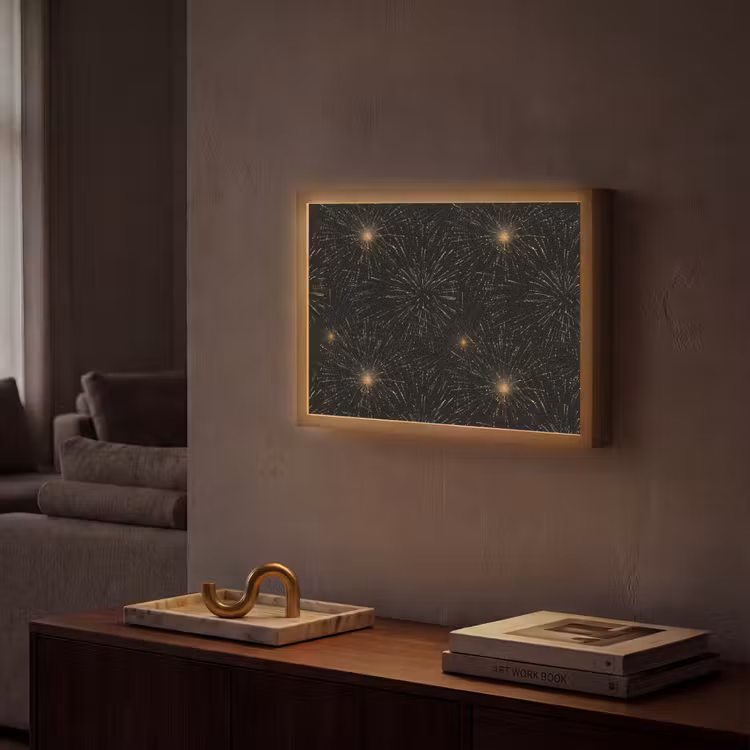 Lightbox - Wandlamp - Vuurwerk - Patroon - Feestelijk - Goud - Zwart — 2