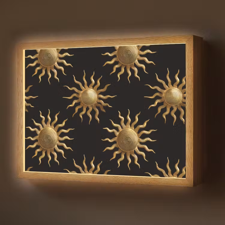 Lightbox - Wandlamp - Zon - Patroon - Luxe - Goud - Zwart — 1