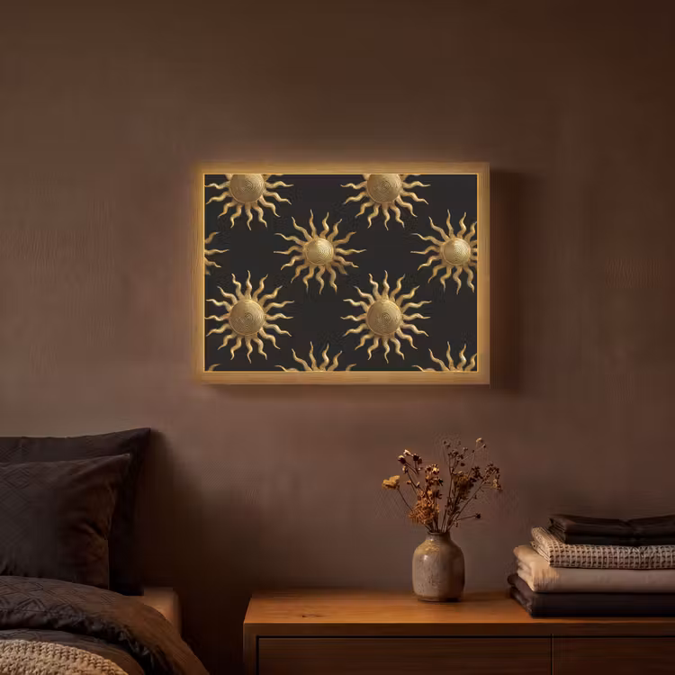 Lightbox - Wandlamp - Zon - Patroon - Luxe - Goud - Zwart — 3