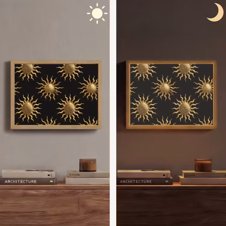 Lightbox - Wandlamp - Zon - Patroon - Luxe - Goud - Zwart — 6