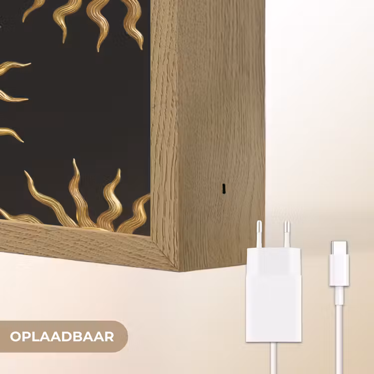 Lightbox - Wandlamp - Zon - Patroon - Luxe - Goud - Zwart — 7
