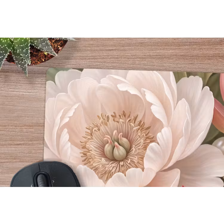 Muismat - Bloemen - Parels - Elegant - Roze - Wit — 4